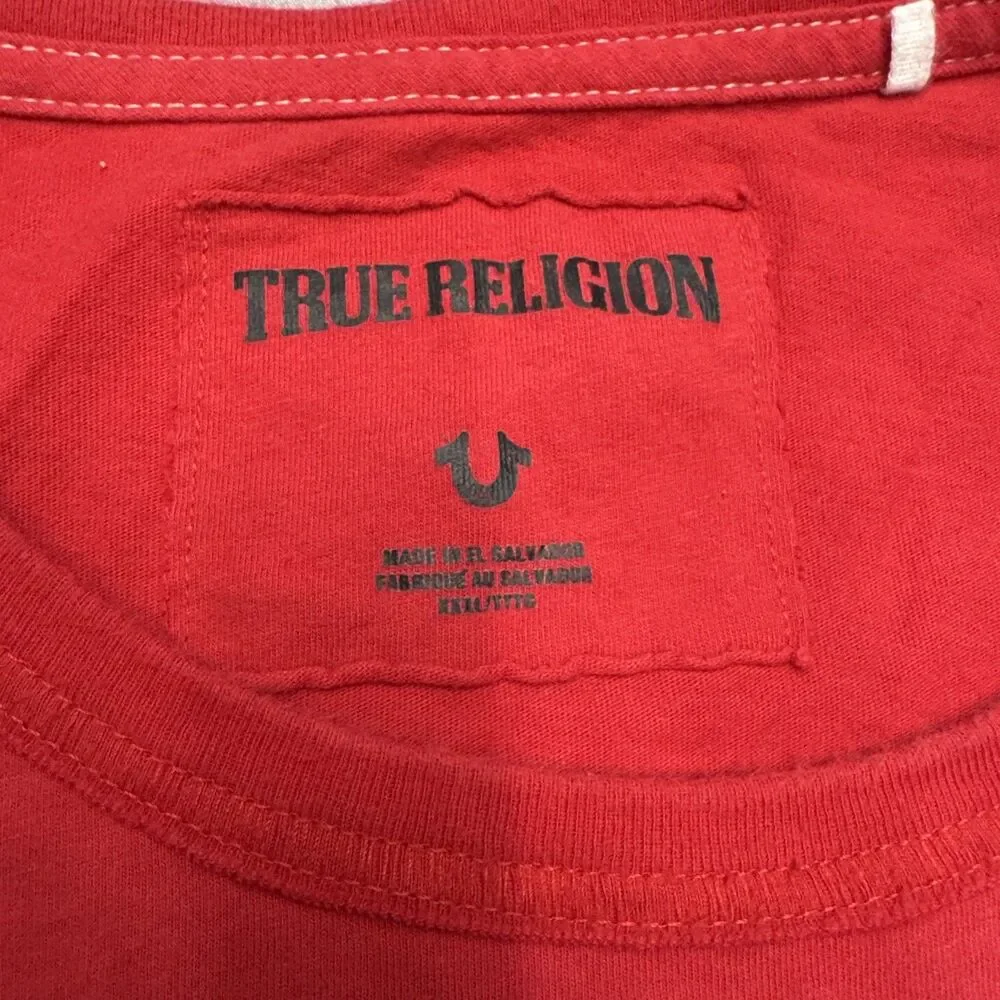Vintage True Religion Buddha T Shirt Mens XXXL Red Y2K Graphic Tee Rare